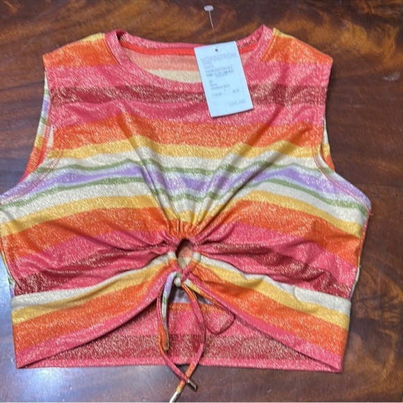 Robin Piccone Greta Swim Top Sz Medium Shimmer Multicolored New - Picture 6 of 7